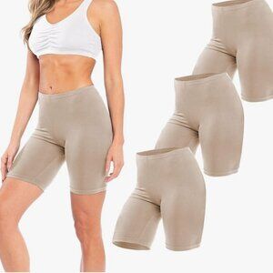 Sexy Basics Women's Cotton Stretch Active Slip Shorts | 3 Pack